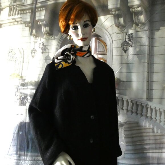 Talbots Size 22WP Women’s Petite Black Boucle Blazer Wool Mix Stand Up Collar - Picture 10 of 10